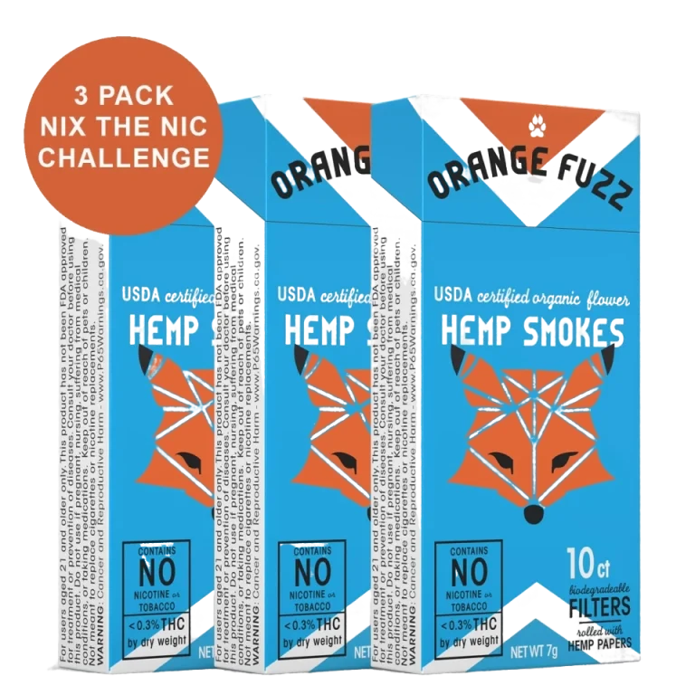 3 Pack Orange Fuzz USDA Certified Organic Hemp Smokes - CBD 23% - 30ct
