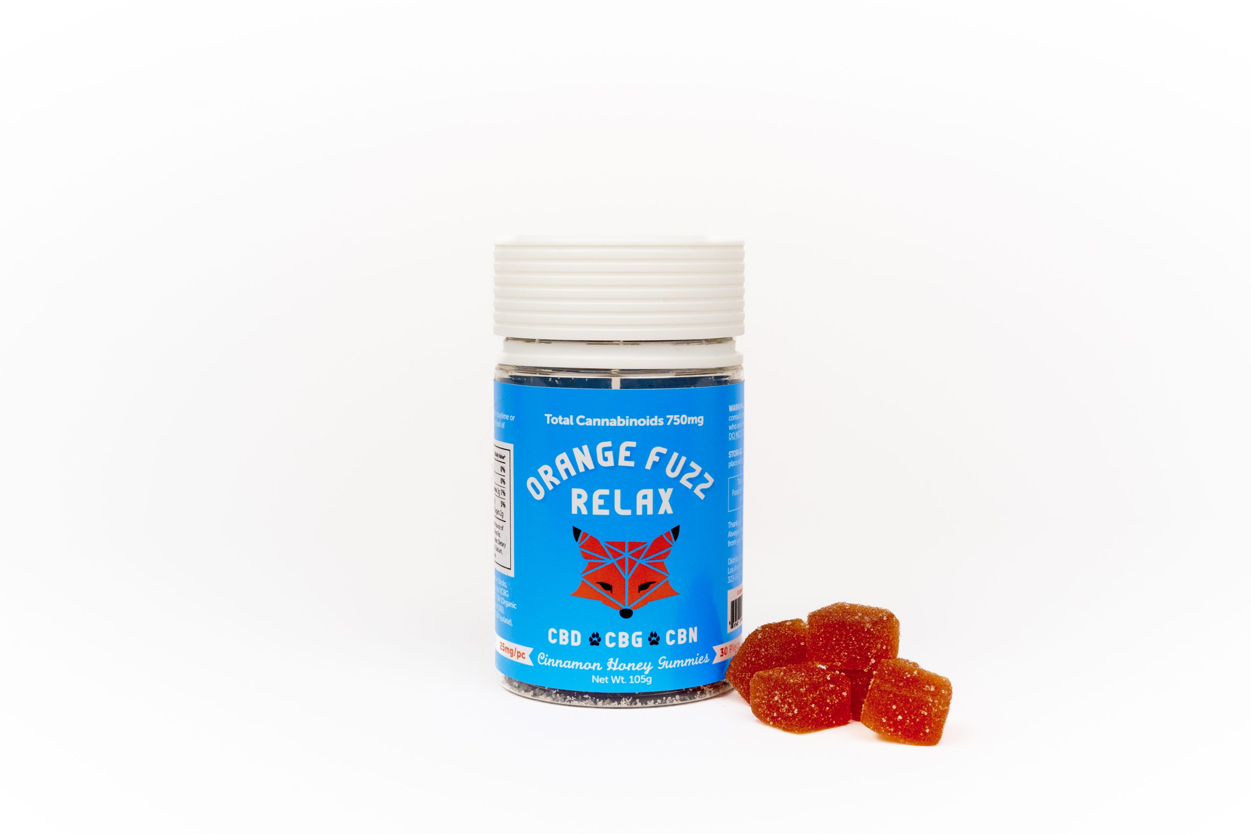 Orange Fuzz RELAX Orange Passion Fruit Gummies (Vegan) - 750MG - 30ct